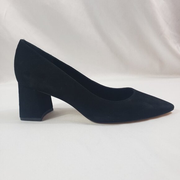 New Marc Fisher Black Suede Pointed Toe Low Block Heel Pumps Yehudi Size 9.5M - Picture 3 of 9